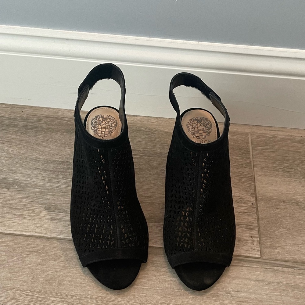 Vince Camuto Suede Block Heel Open Toe Bootie - image 4